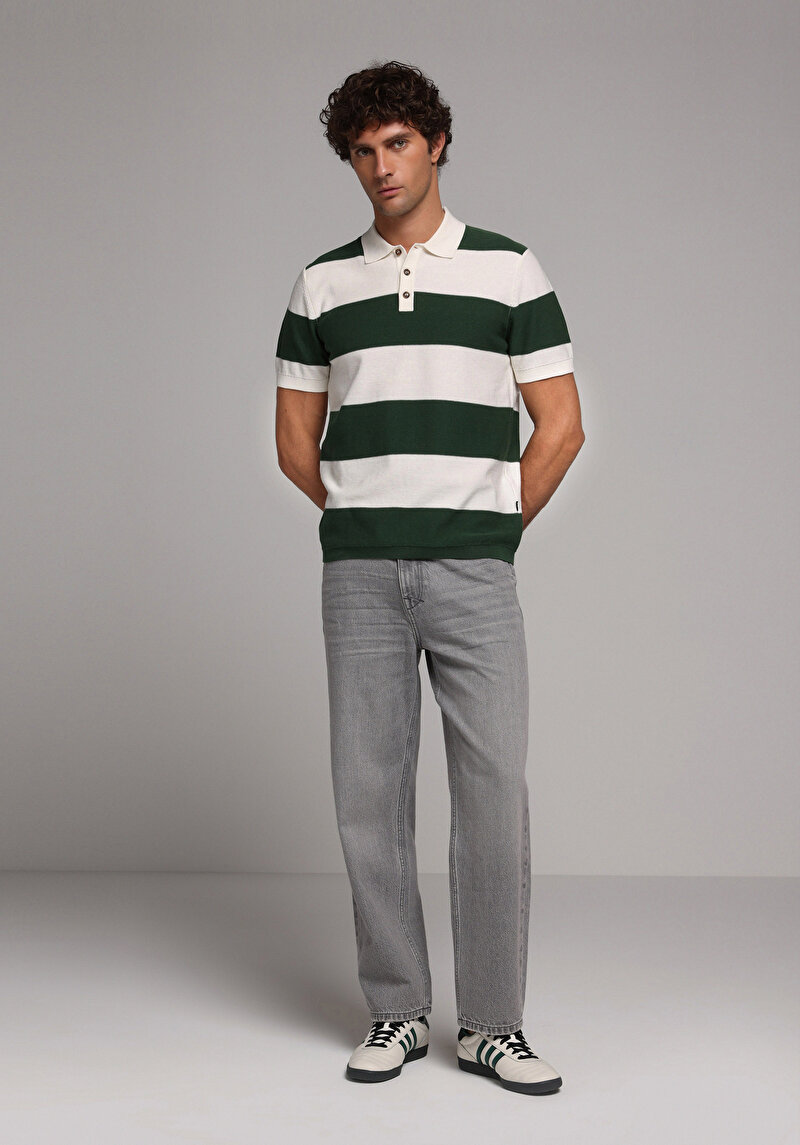 Imagine a Pulover Cu Mâneci Scurte De Barbati Verde Regular Fit Cl1077622