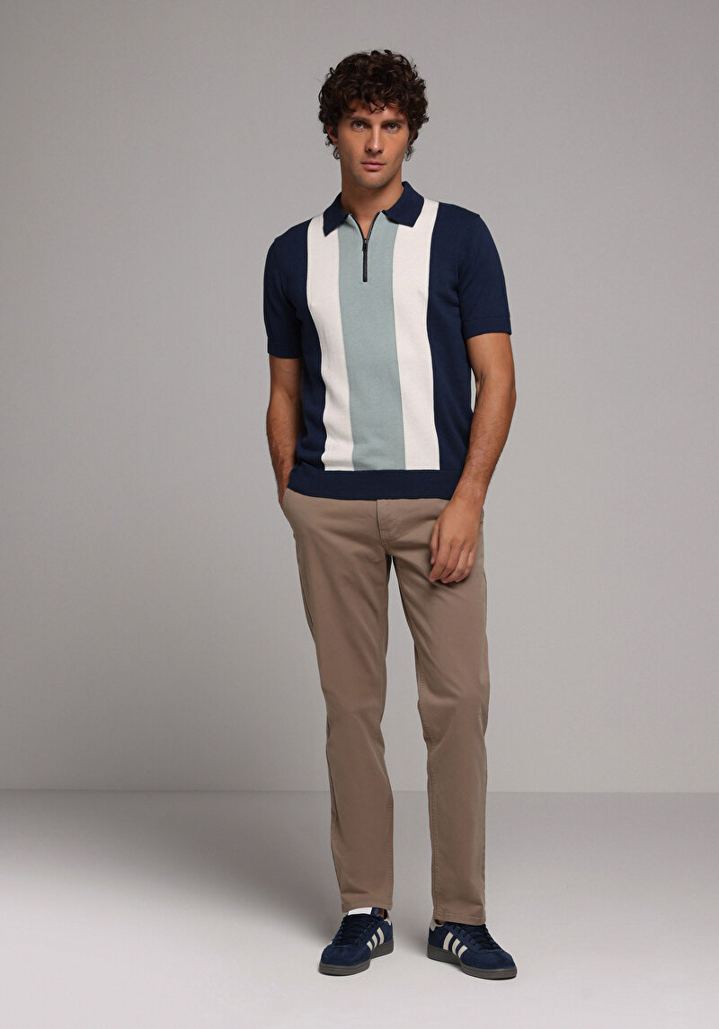 Afișați detalii pentru Pulover Cu Mâneci Scurte De Barbati Albastru Marin Regular Fit  Cl1078756