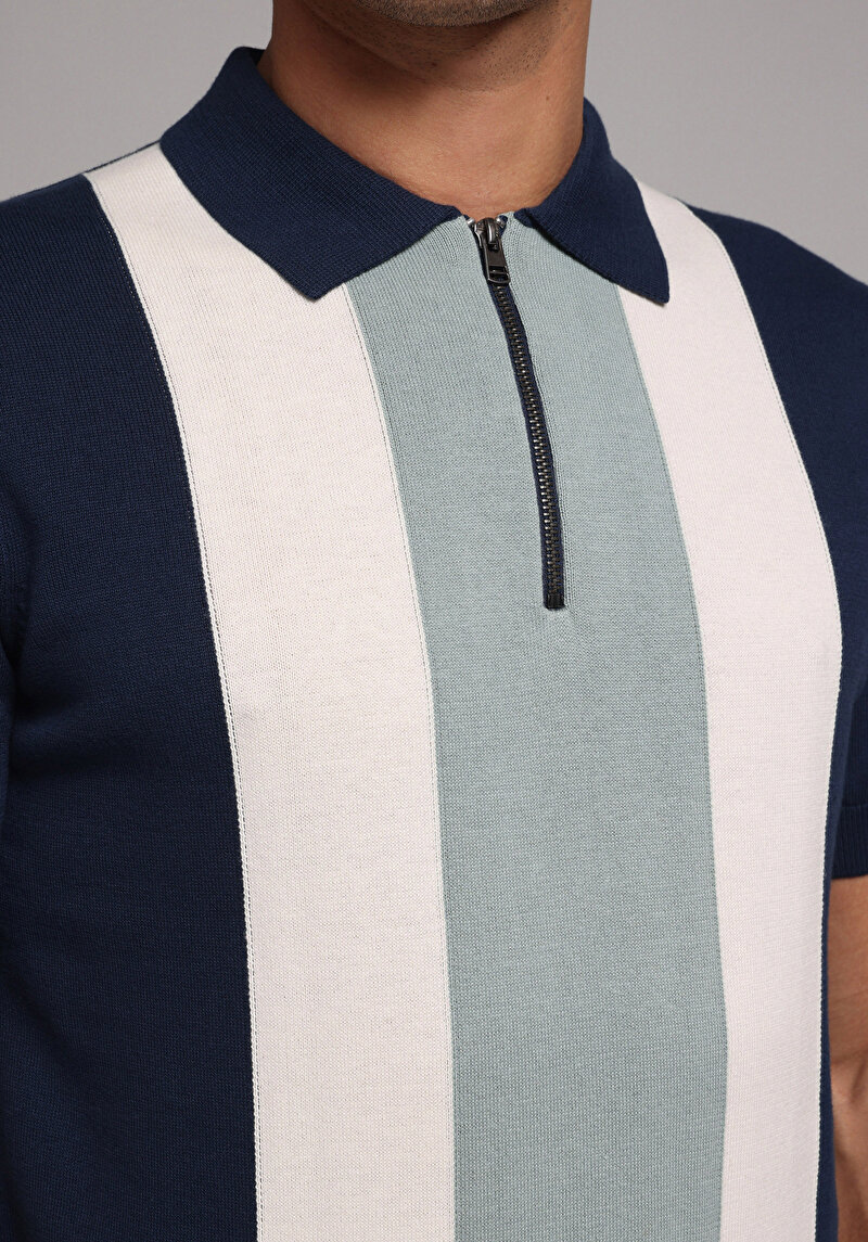 Afișați detalii pentru Pulover Cu Mâneci Scurte De Barbati Albastru Marin Regular Fit  Cl1078756