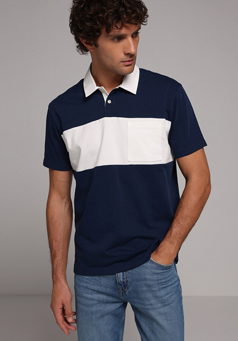 Imagine a Tricou Polo Cu Maneca Scurta De Barbati Albastru Marin Comfort Fit  Cl1078817