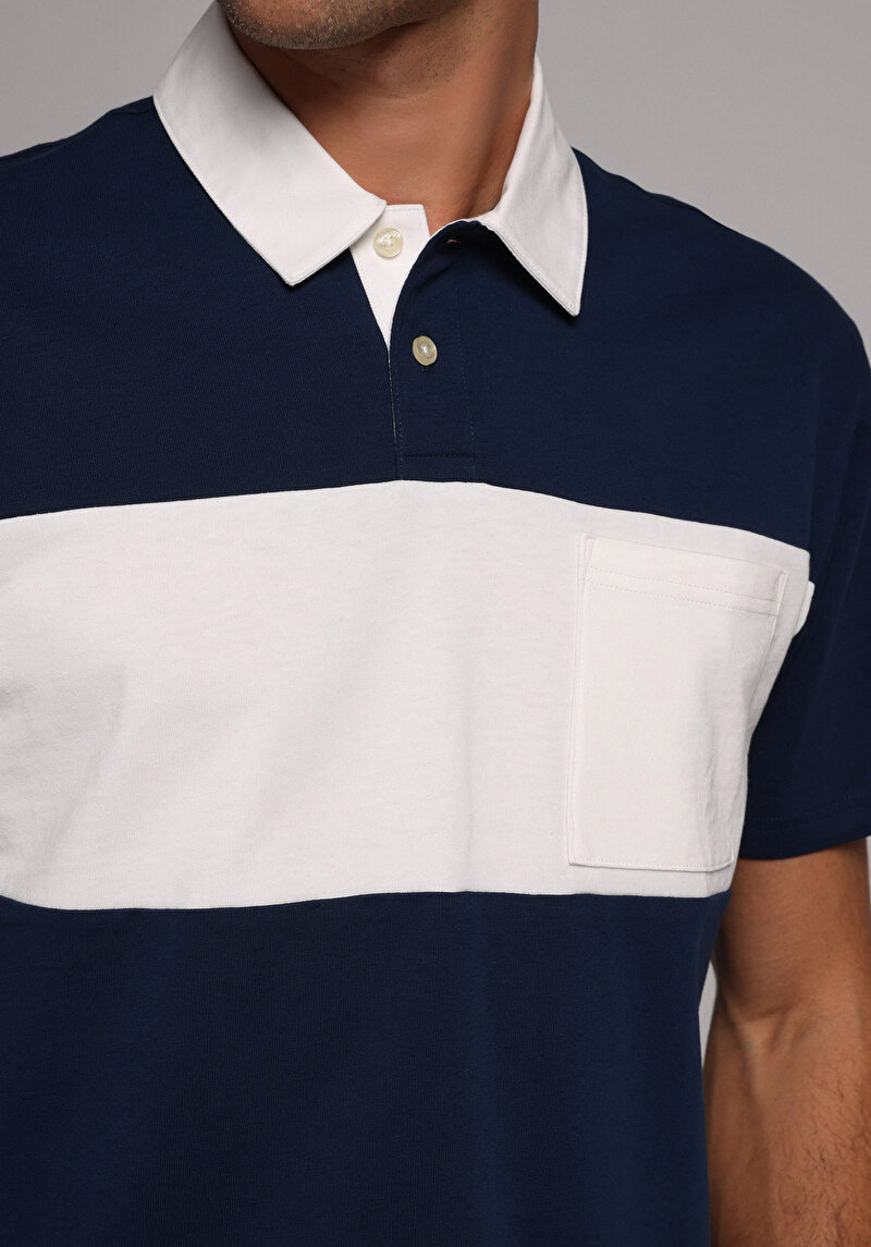 Imagine a Tricou Polo Cu Maneca Scurta De Barbati Albastru Marin Comfort Fit Cl1078817