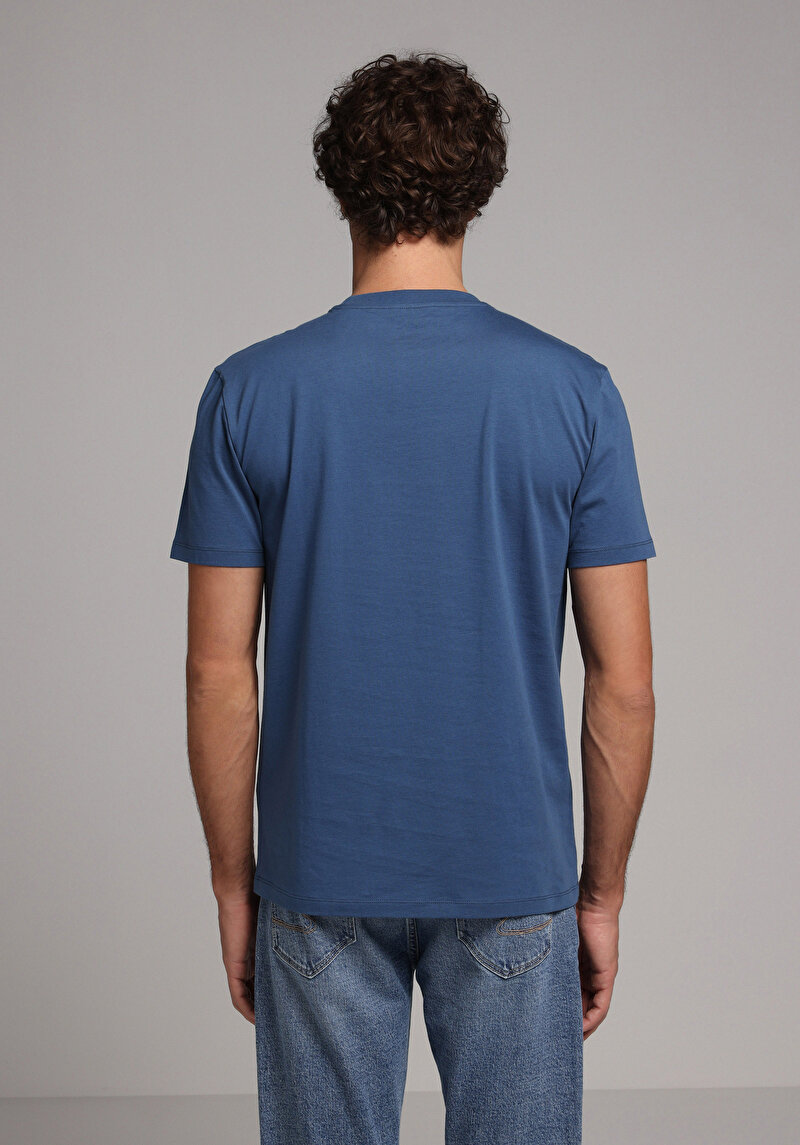 Imagine a Tricou Cu Maneca Scurta De Barbati Albastru Regular Fit Cl1079726