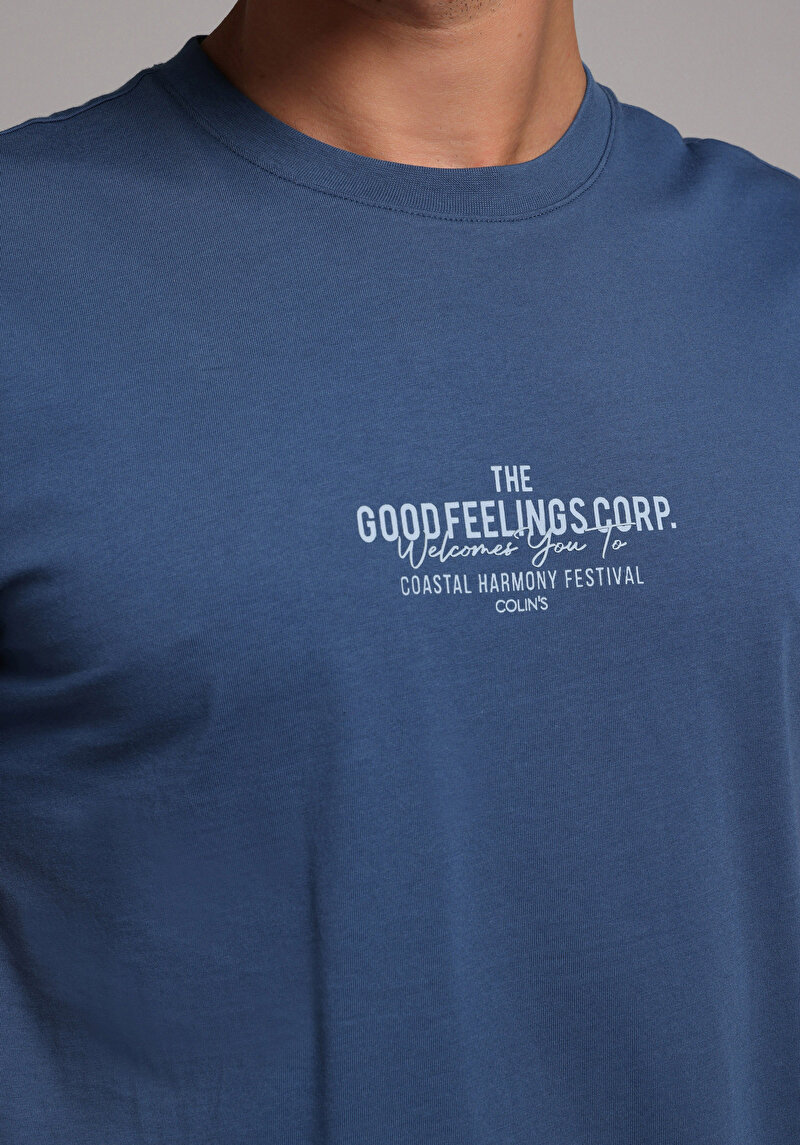 Imagine a Tricou Cu Maneca Scurta De Barbati Albastru Regular Fit Cl1079726