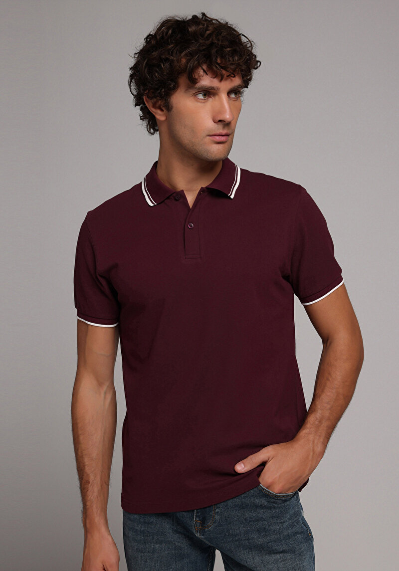 Imagine a Tricou Polo Cu Maneca Scurta De Barbati Mov Regular Fit Cl1080027