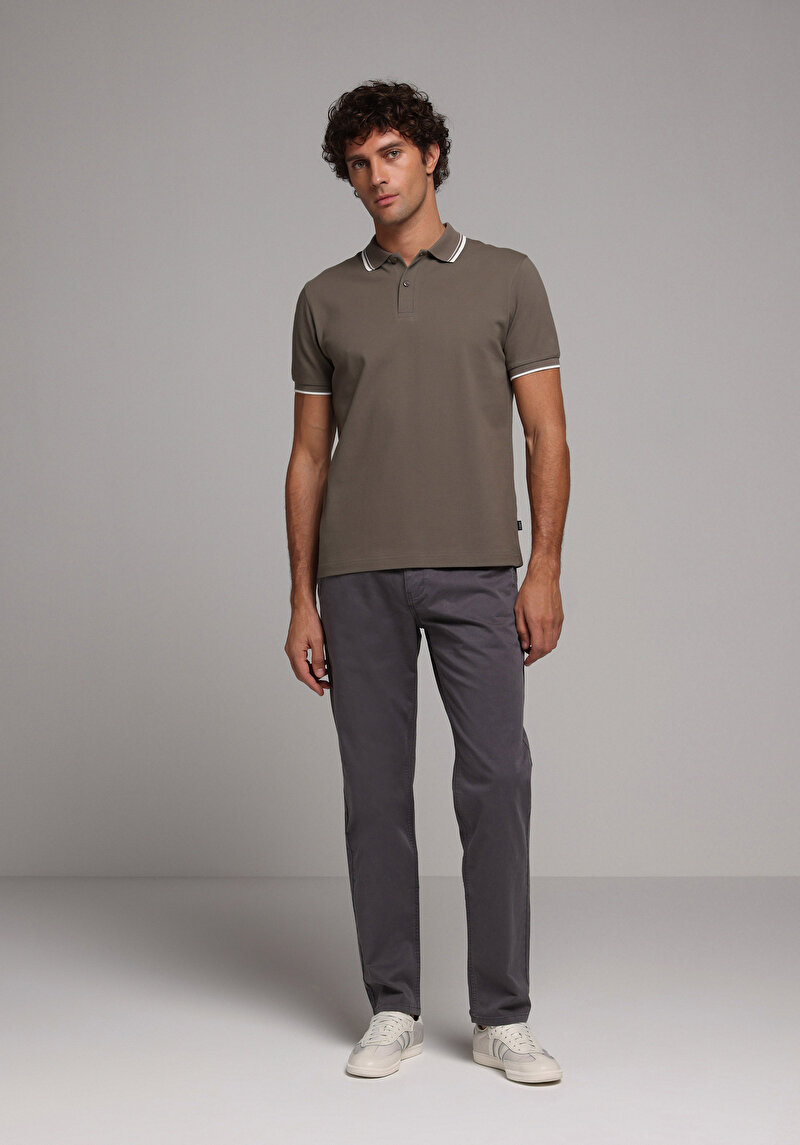 Afișați detalii pentru Tricou Polo Cu Maneca Scurta De Barbati Kaki Regular Fit  Cl1080027