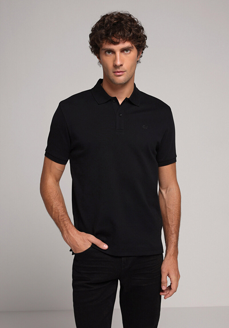 Imagine a Tricou Polo Cu Maneca Scurta De Barbati Negru Regular Fit Cl1080054