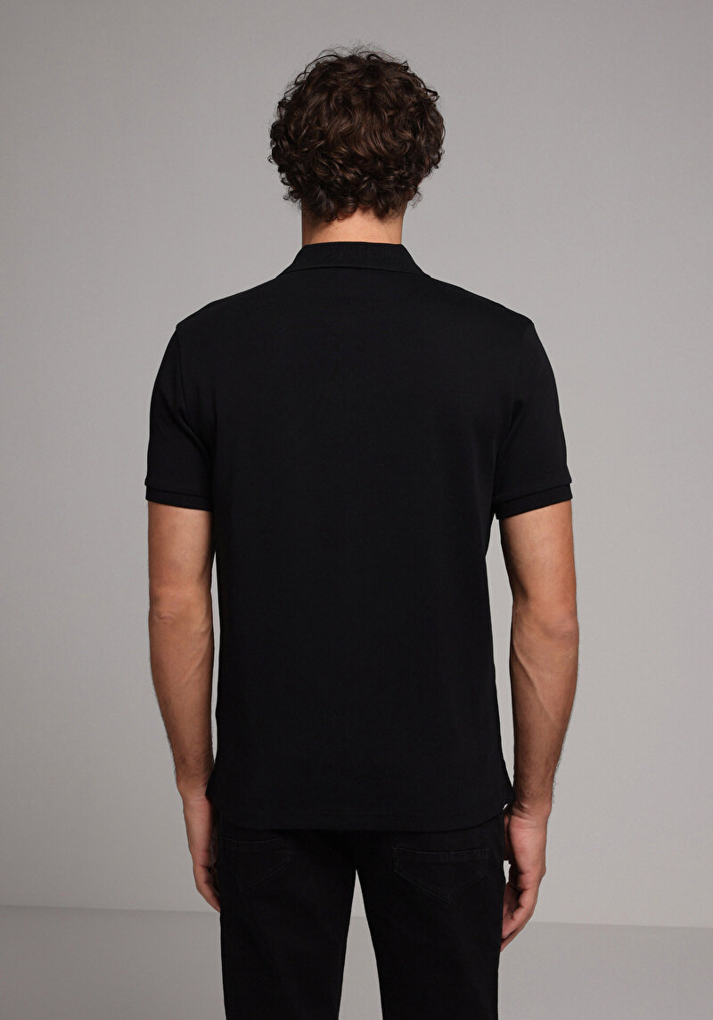 Afișați detalii pentru Tricou Polo Cu Maneca Scurta De Barbati Negru Regular Fit  Cl1080054