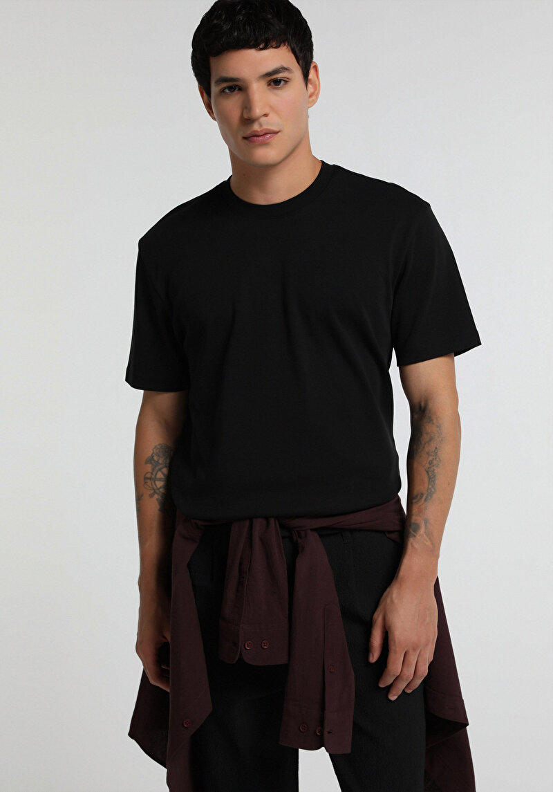 Imagine a Tricou Cu Maneca Scurta De Barbati Negru Regular Fit Cl1080108