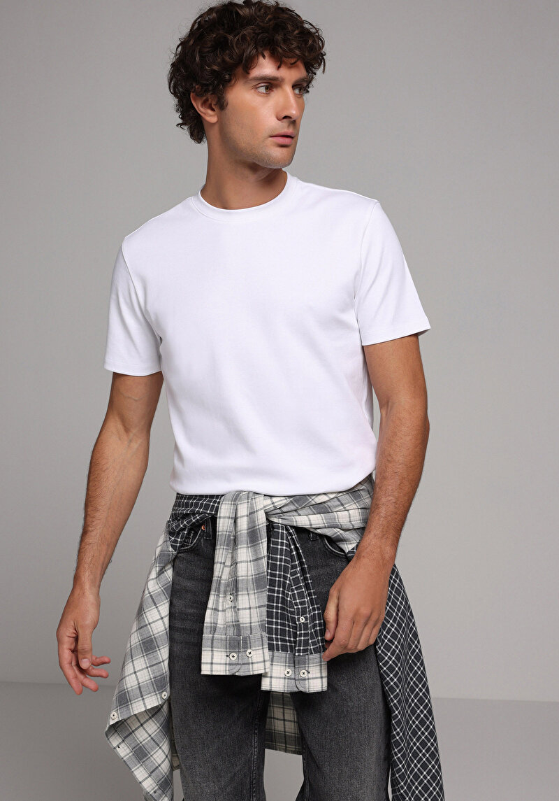 Imagine a Tricou Cu Maneca Scurta De Barbati Alb Regular Fit Cl1080108