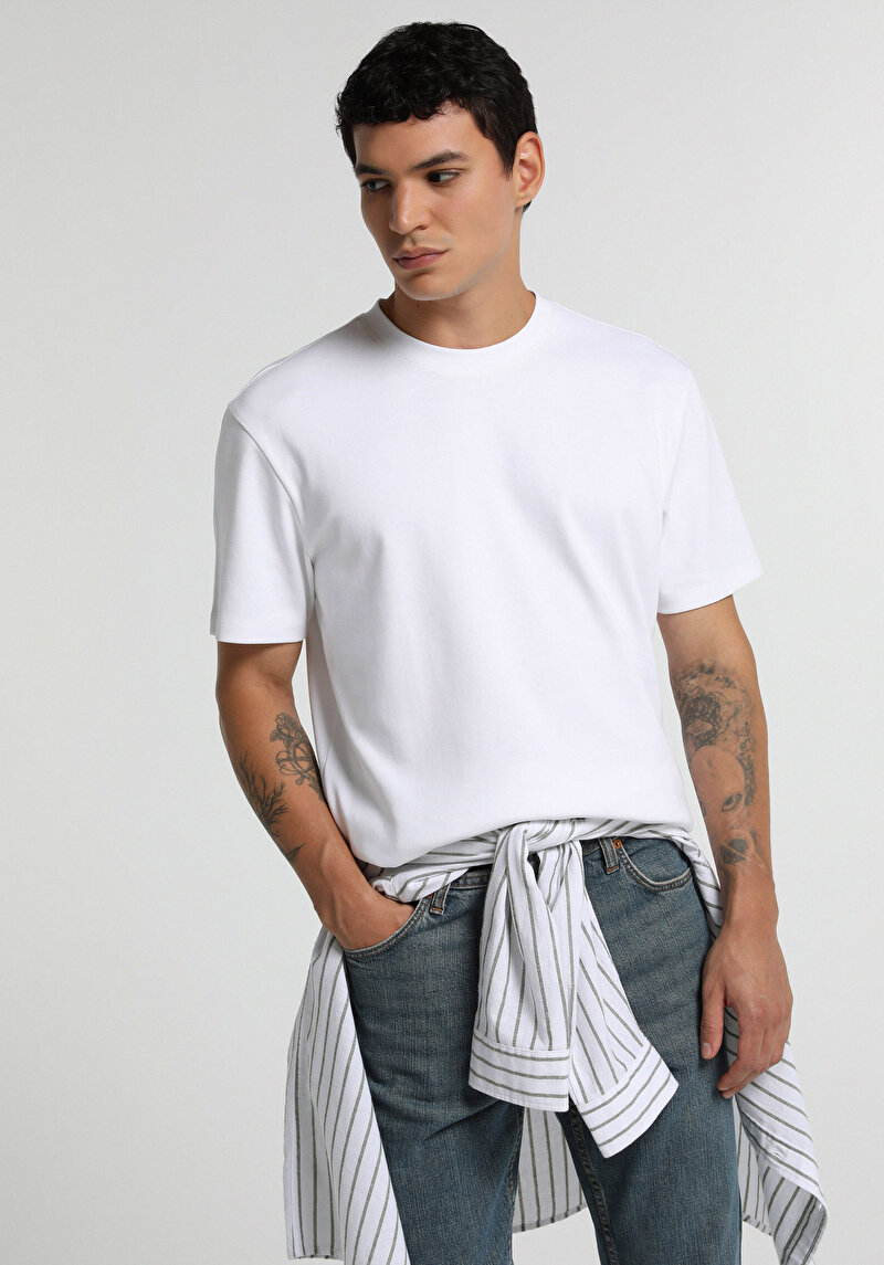 Imagine a Tricou Cu Maneca Scurta De Barbati Alb Regular Fit Cl1080108