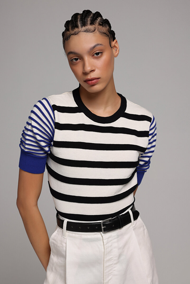 Imagine a Pulover Cu Mâneci Scurte De Dama Multicolor Regular Fit Cl1079168