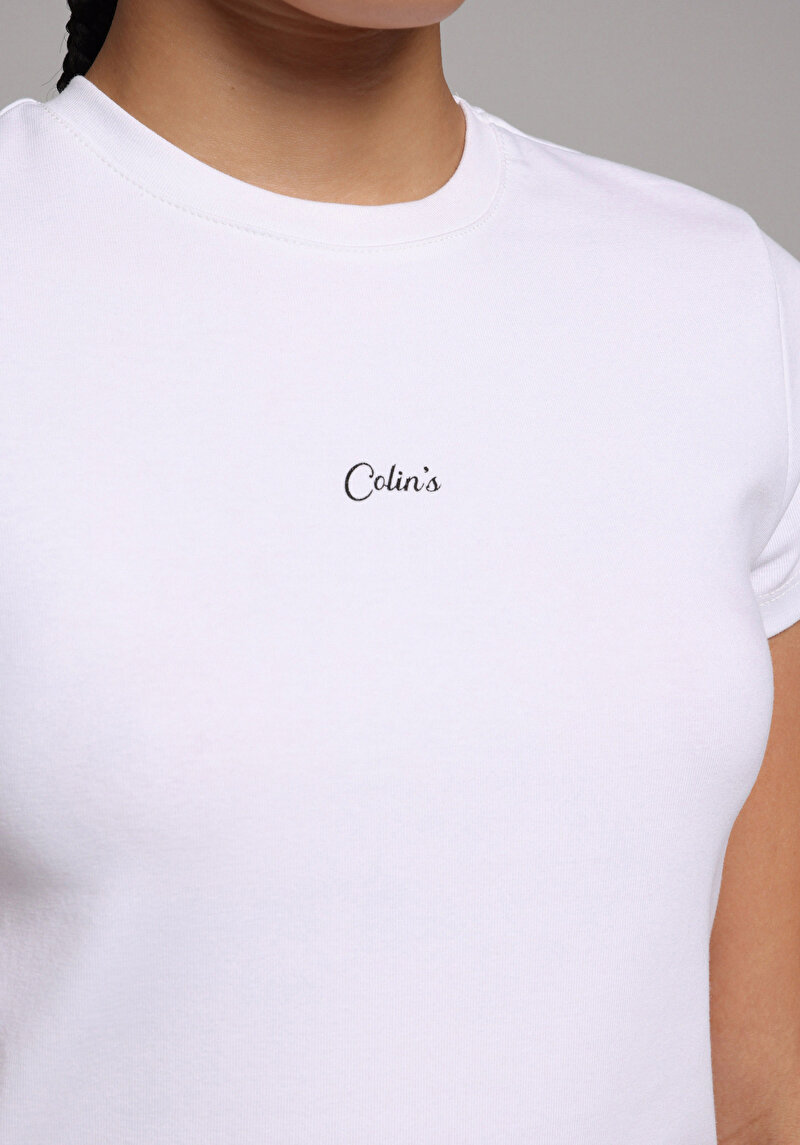 Imagine a Tricou Cu Maneca Scurta De Dama Alb Slim Fit Cl1074441