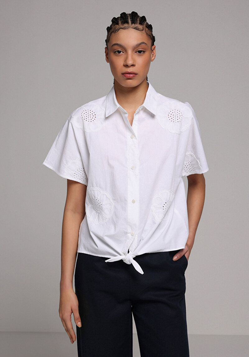 Imagine a Camasa Cu Maneca Scurta De Dama Alb Fashion Fit  Cl1078745