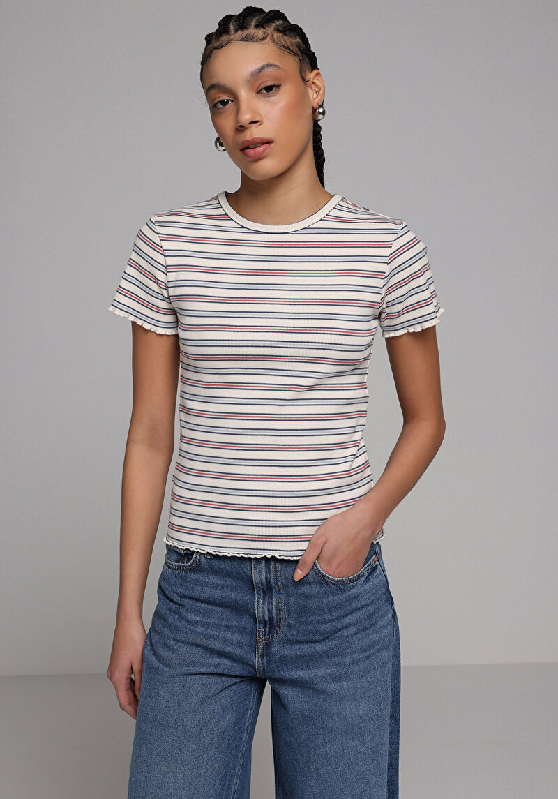 Imagine a Tricou Cu Maneca Scurta De Dama Multicolor Slim Fit Cl1078878