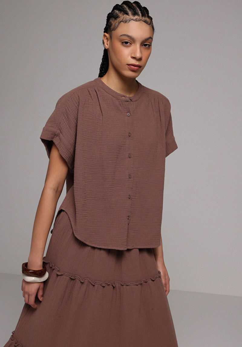 Imagine a Camasa Cu Maneca Scurta De Dama Maro Fashion Fit  Cl1079034