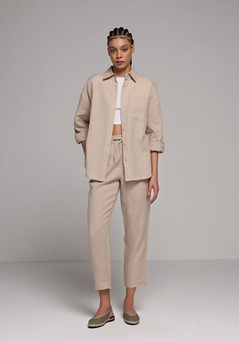 Imagine a Pantaloni De Dama Bej Regular Fit  Cl1079157