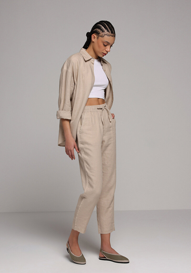 Imagine a Pantaloni De Dama Bej Regular Fit  Cl1079157