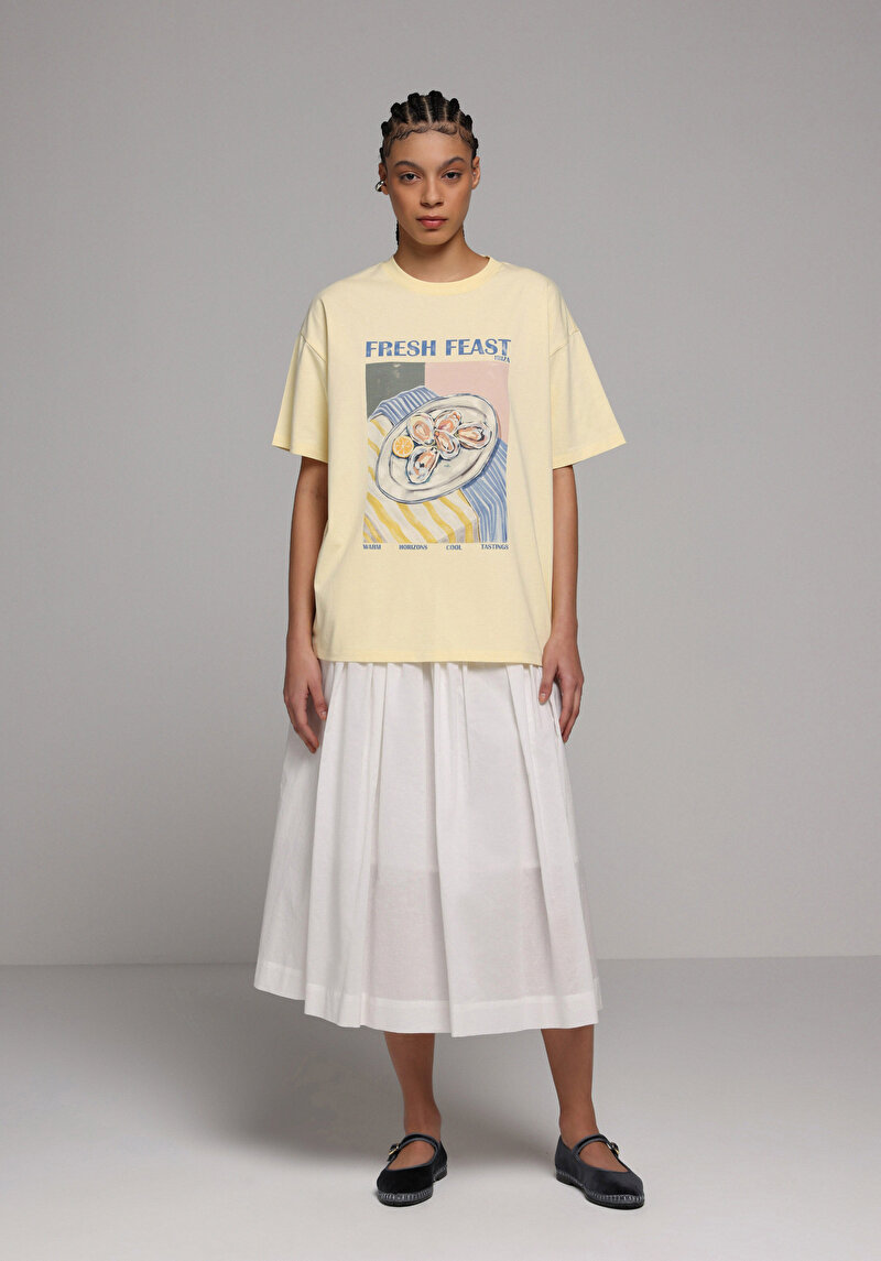 Imagine a Tricou Cu Maneca Scurta De Dama Galben Relaxed Fit  Cl1080036