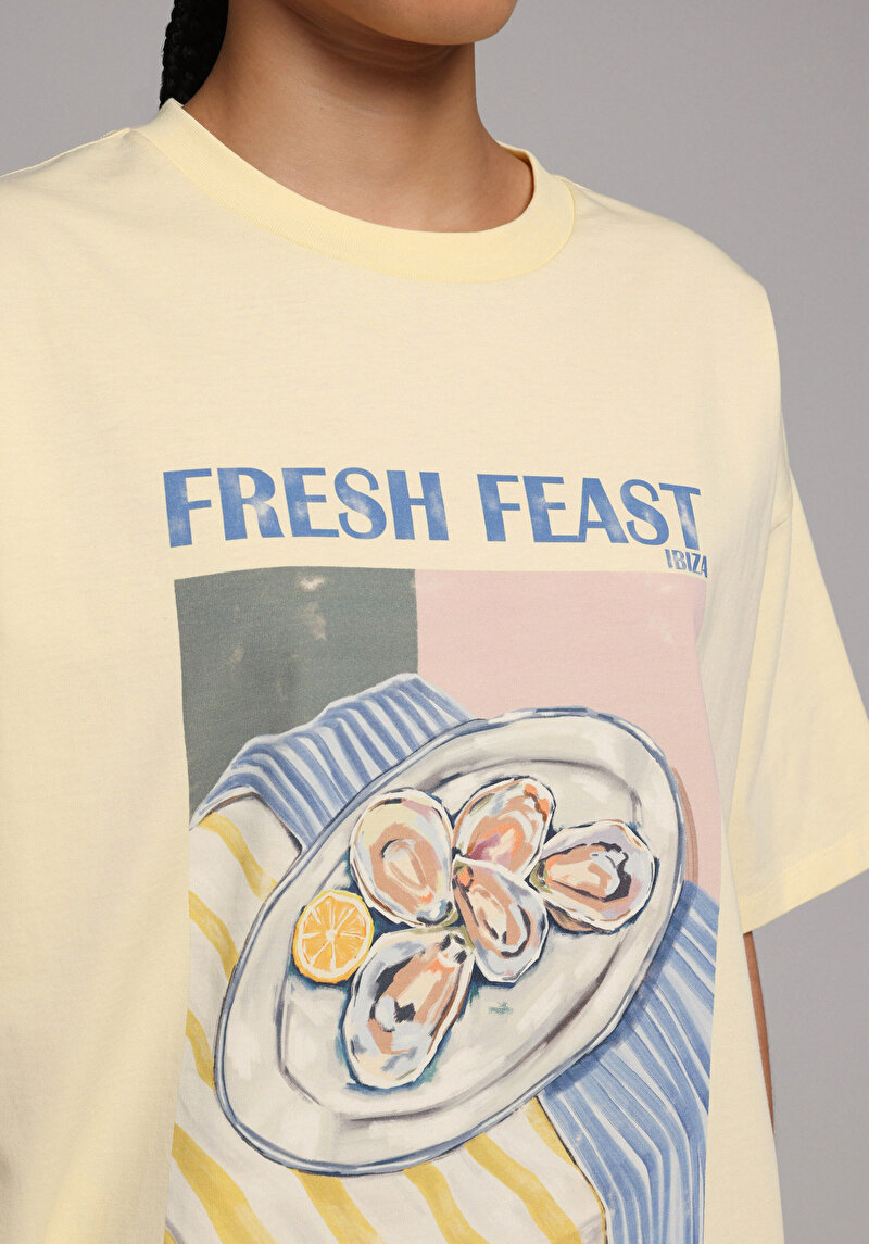 Imagine a Tricou Cu Maneca Scurta De Dama Galben Relaxed Fit Cl1080036