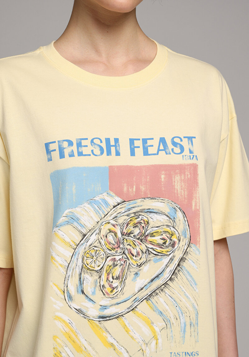 Imagine a Tricou Cu Maneca Scurta De Dama Galben Relaxed Fit Cl1080036