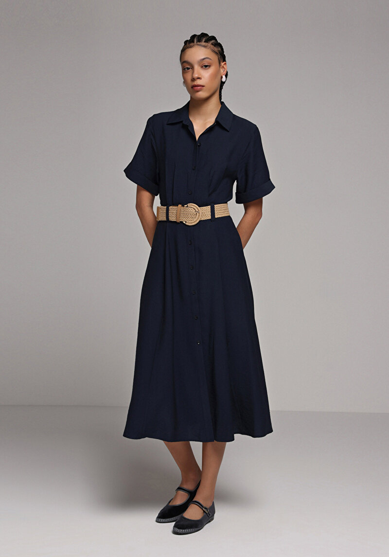 Imagine a Rochie De Dama Albastru Marin Regular Fit  Cl1078702