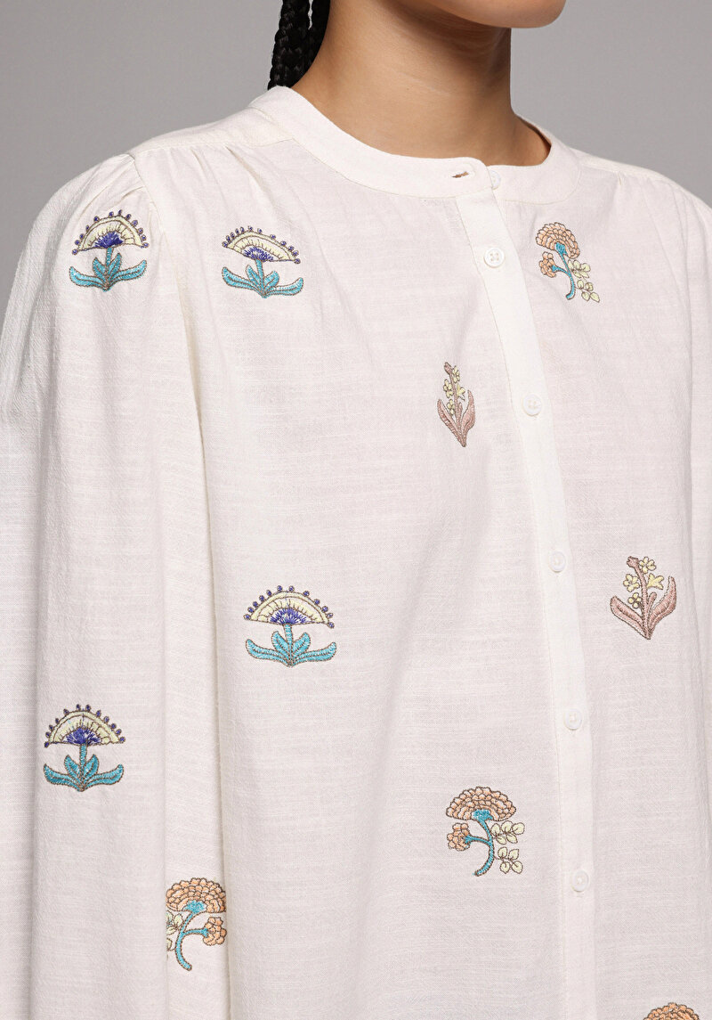 Imagine a Bluza Cu Maneca Lunga De Dama Ecru Fashion Fit Cl1078711