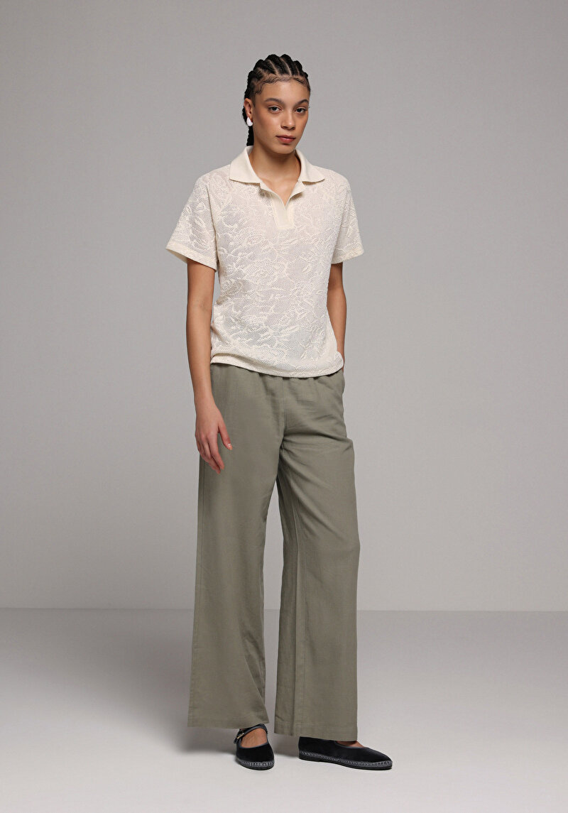 Imagine a Tricou Polo Cu Maneca Scurta De Dama Ecru Regular Fit  Cl1078845