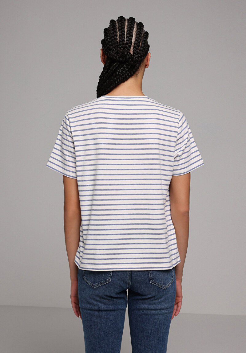 Imagine a Tricou Cu Maneca Scurta De Dama Albastru Regular Fit  Cl1078935