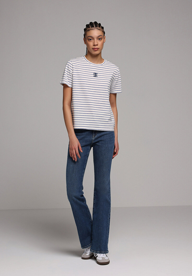 Imagine a Tricou Cu Maneca Scurta De Dama Albastru Regular Fit Cl1078935