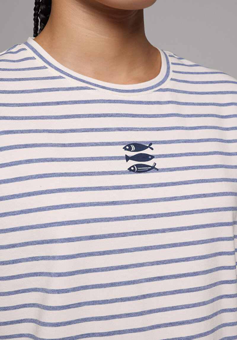 Imagine a Tricou Cu Maneca Scurta De Dama Albastru Regular Fit Cl1078935