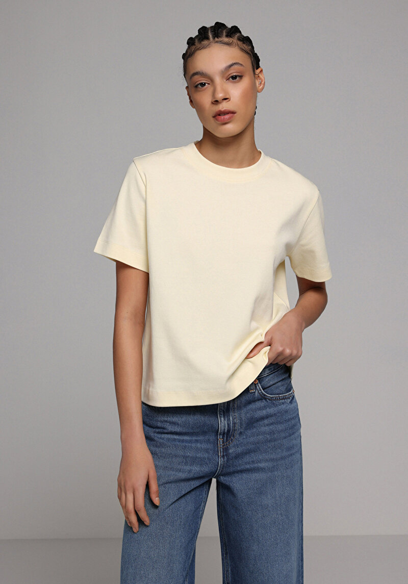 Imagine a Tricou Cu Maneca Scurta De Dama Galben Boxy Fit Cl1079037