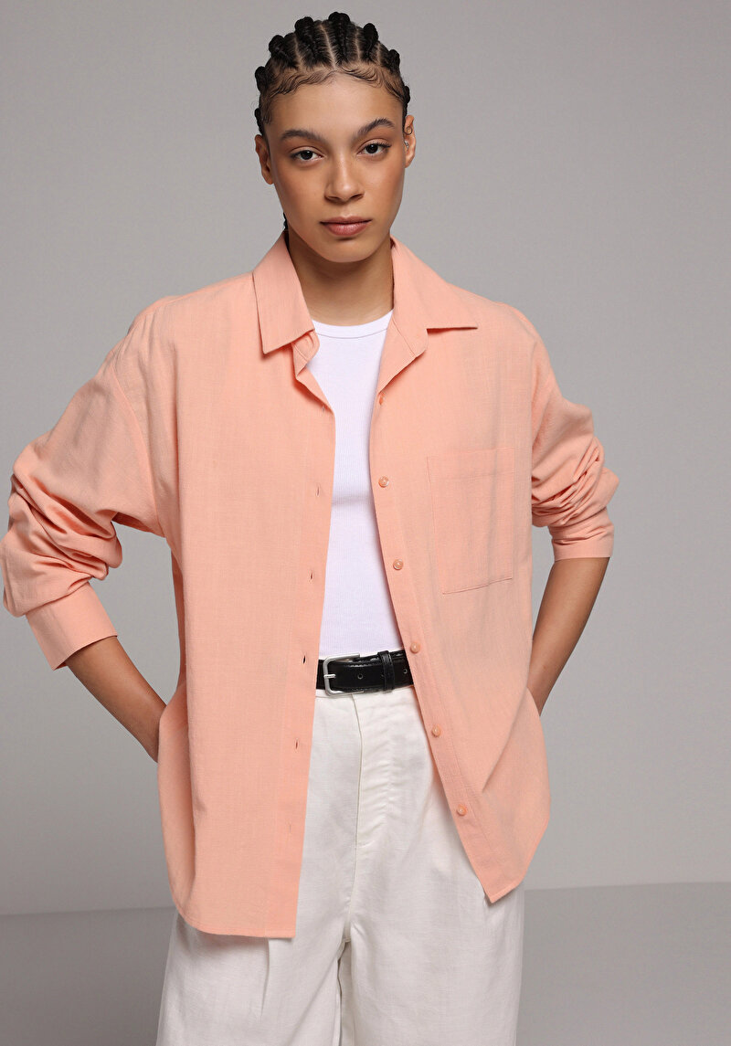 Imagine a Camasa Cu Maneca Lunga De Dama Roşu Boyfriend Fit Cl1079434