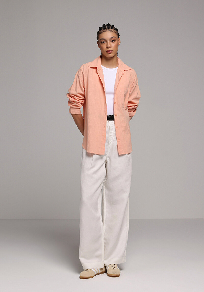 Imagine a Camasa Cu Maneca Lunga De Dama Roşu Boyfriend Fit Cl1079434