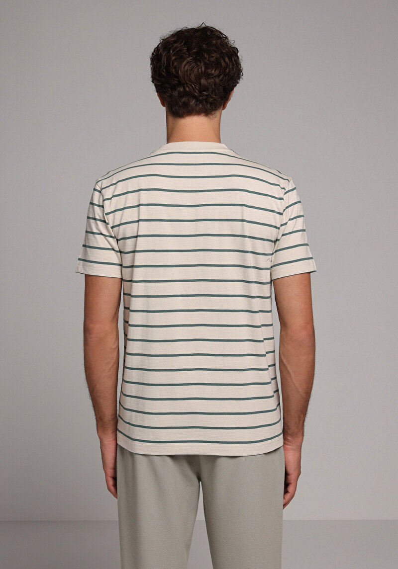 Imagine a Tricou Cu Maneca Scurta De Barbati Bej Regular Fit  Cl1067754