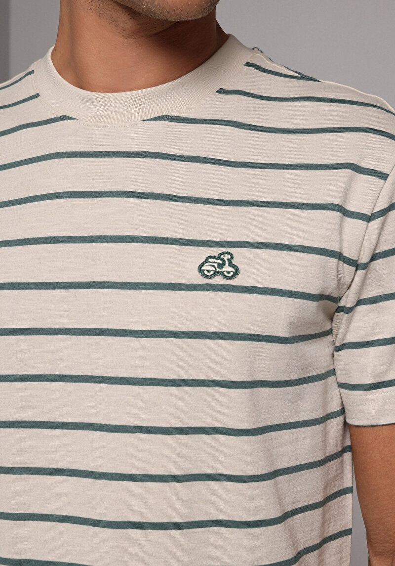 Imagine a Tricou Cu Maneca Scurta De Barbati Bej Regular Fit Cl1067754