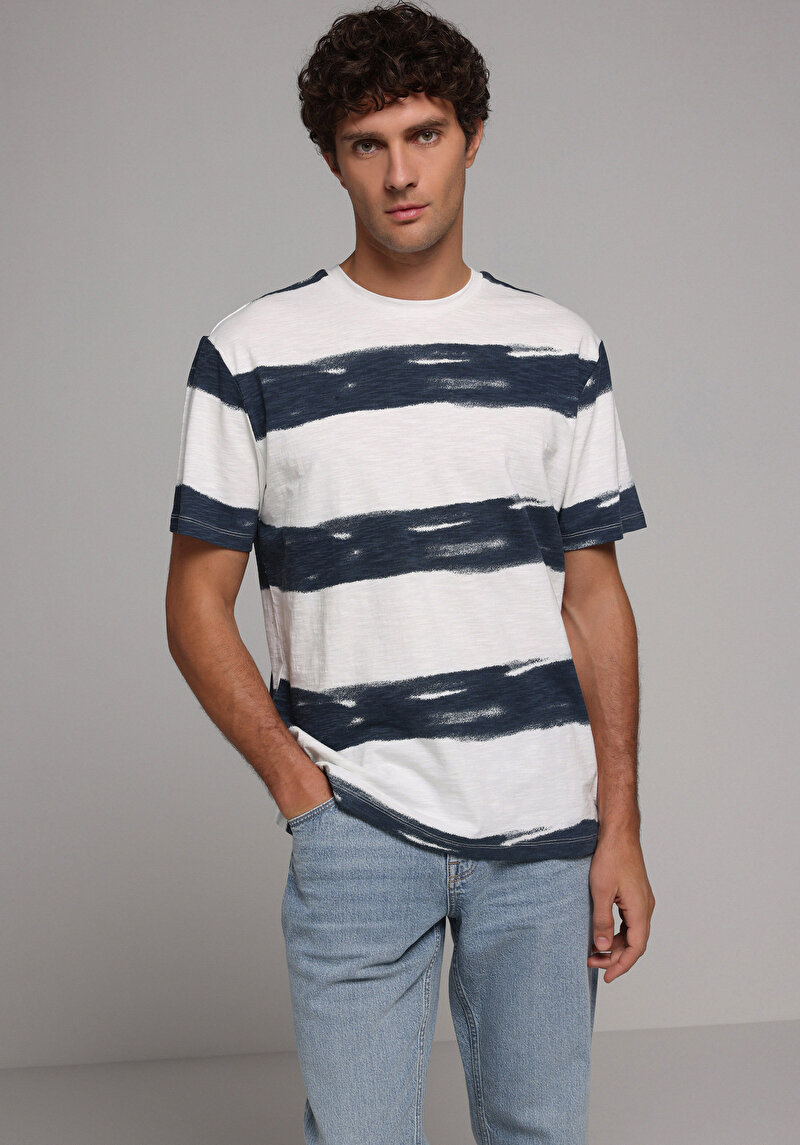 Imagine a Tricou Cu Maneca Scurta De Barbati Albastru Marin Comfort Fit  Cl1077003