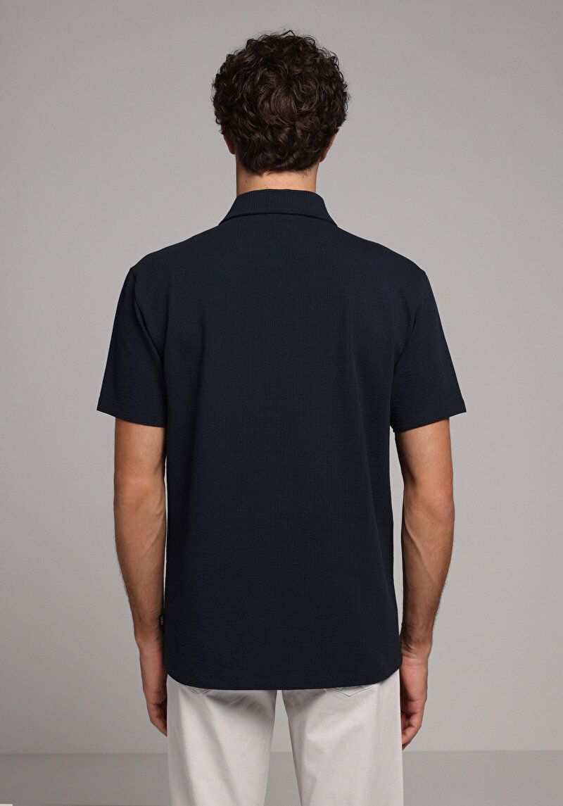 Imagine a Tricou Polo Cu Maneca Scurta De Barbati Albastru Marin Comfort Fit Cl1078071