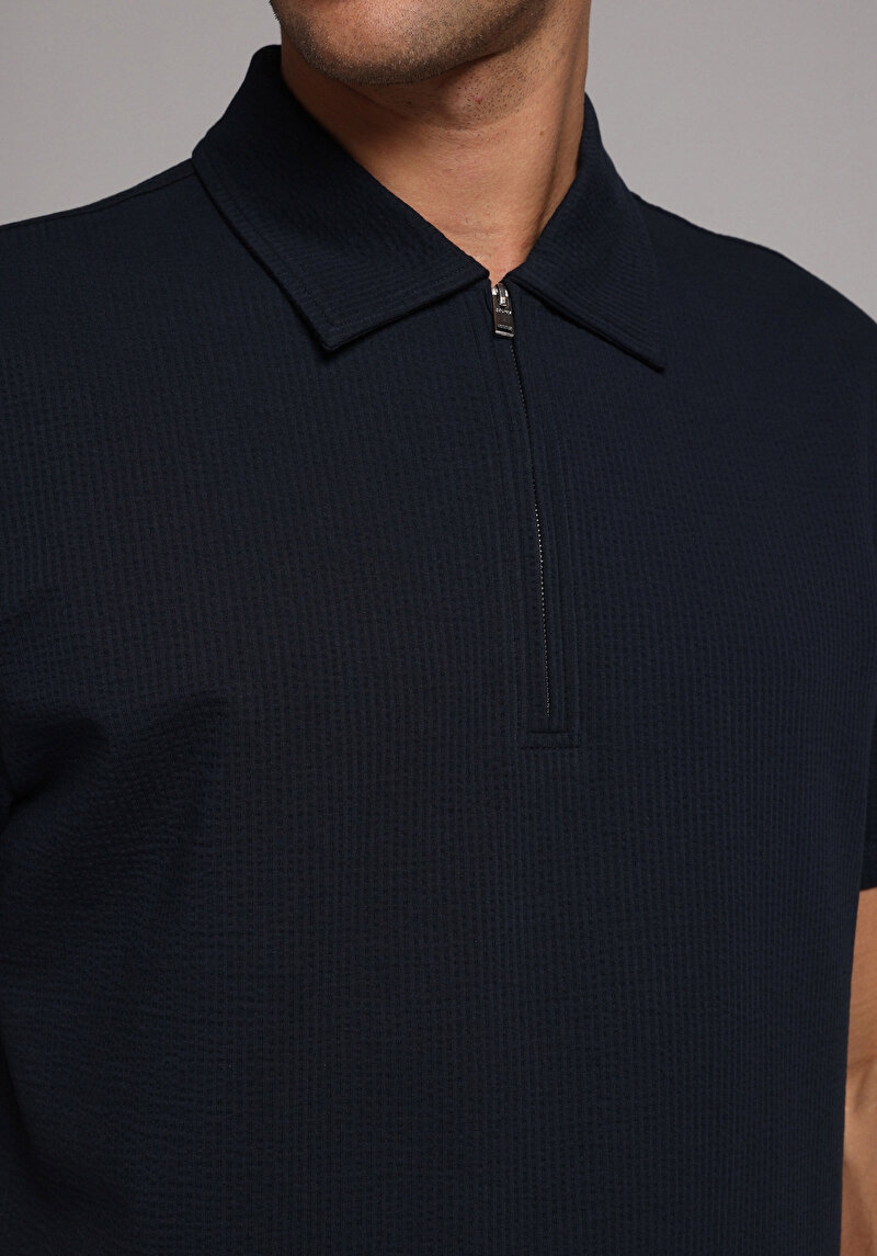 Imagine a Tricou Polo Cu Maneca Scurta De Barbati Albastru Marin Comfort Fit Cl1078071