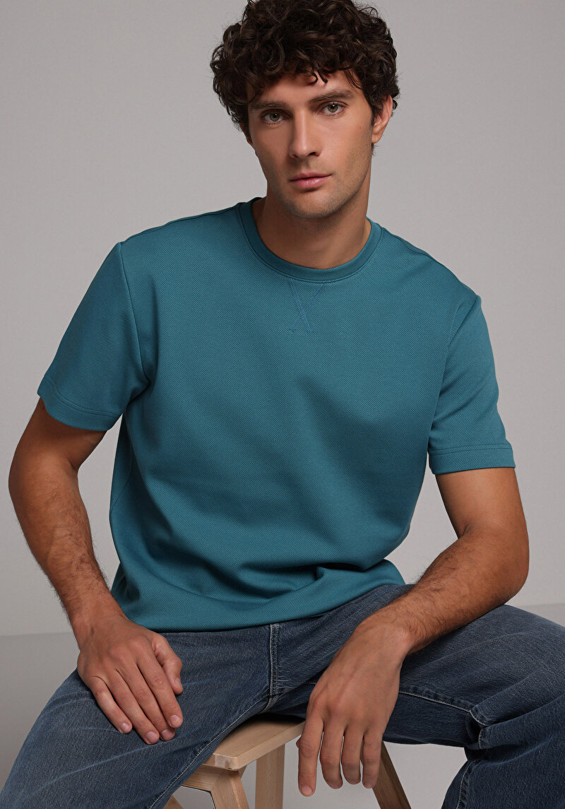 Imagine a Tricou Cu Maneca Scurta De Barbati Albastru Comfort Fit Cl1078670