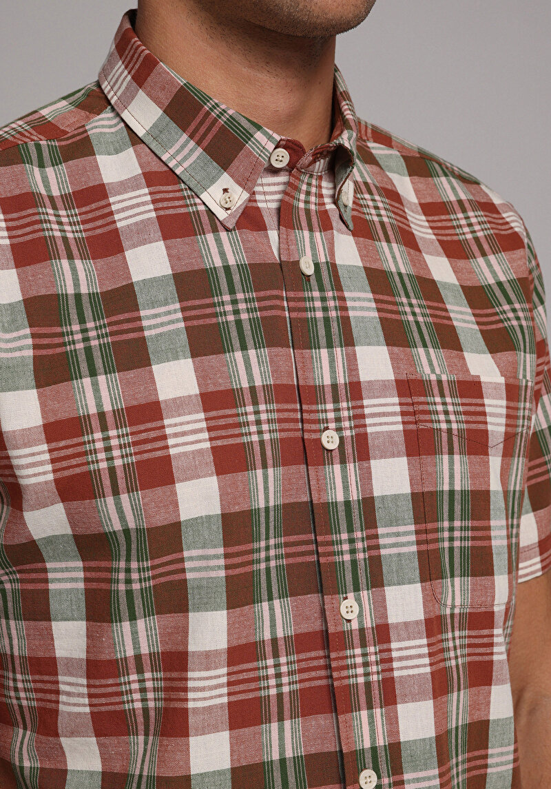 Imagine a Camasa Cu Maneca Scurta De Barbati Verde Regular Fit  Cl1079087