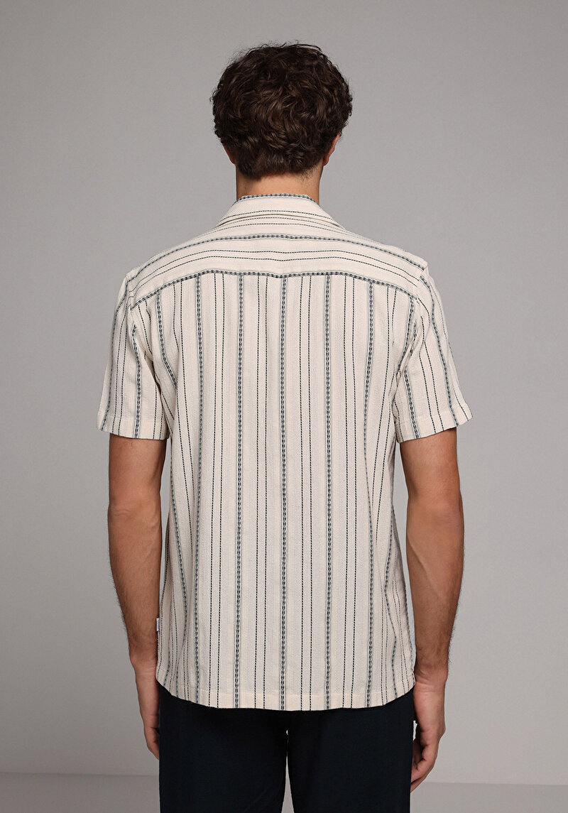 Imagine a Camasa Cu Maneca Scurta De Barbati Ecru Regular Fit  Cl1079320