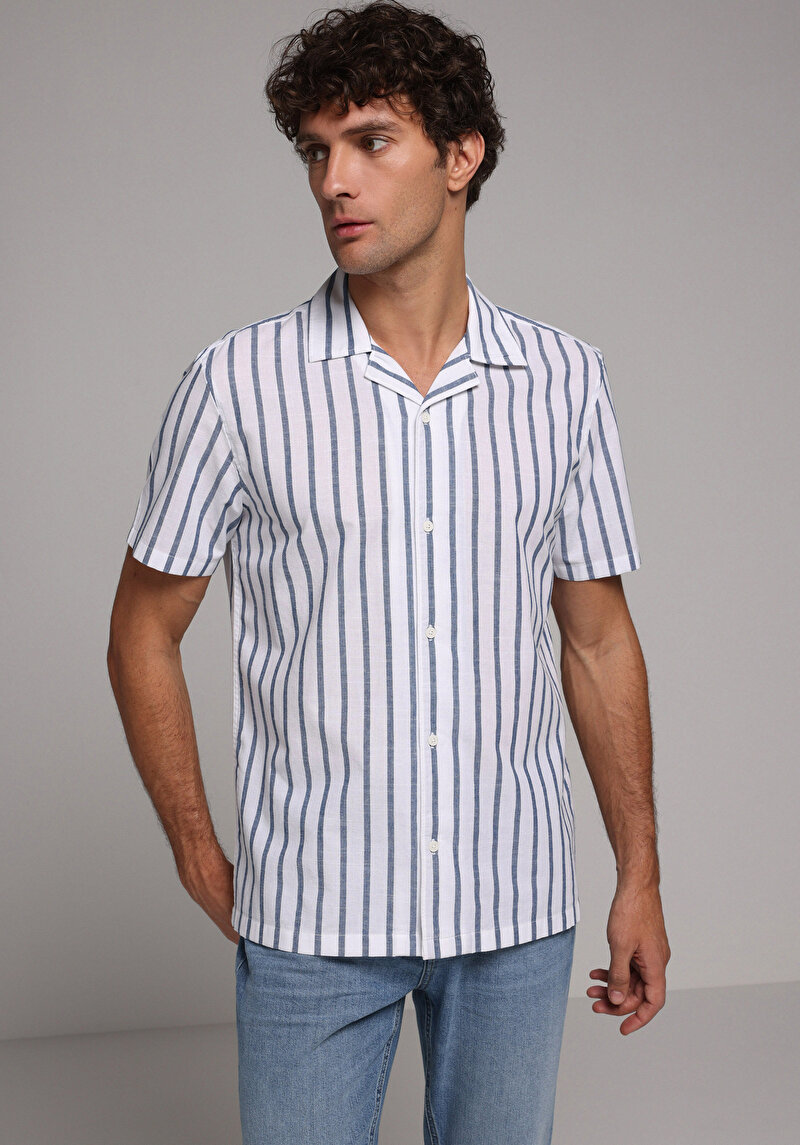 Imagine a Camasa Cu Maneca Scurta De Barbati Albastru Regular Fit Cl1079442