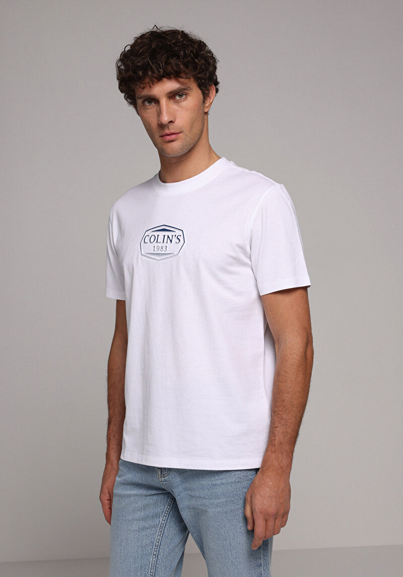 Imagine a Tricou Cu Maneca Scurta De Barbati Alb Regular Fit Cl1079495