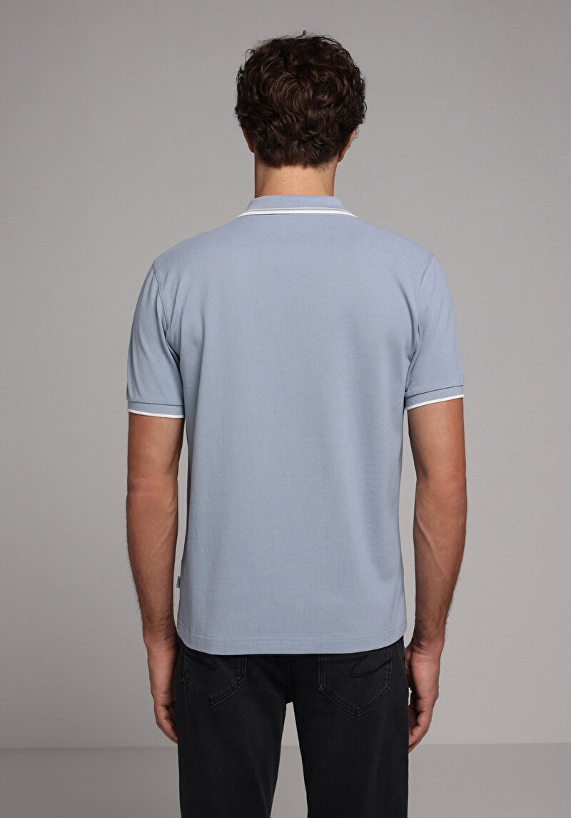 Imagine a Tricou Polo Cu Maneca Scurta De Barbati Albastru Regular Fit  Cl1080027