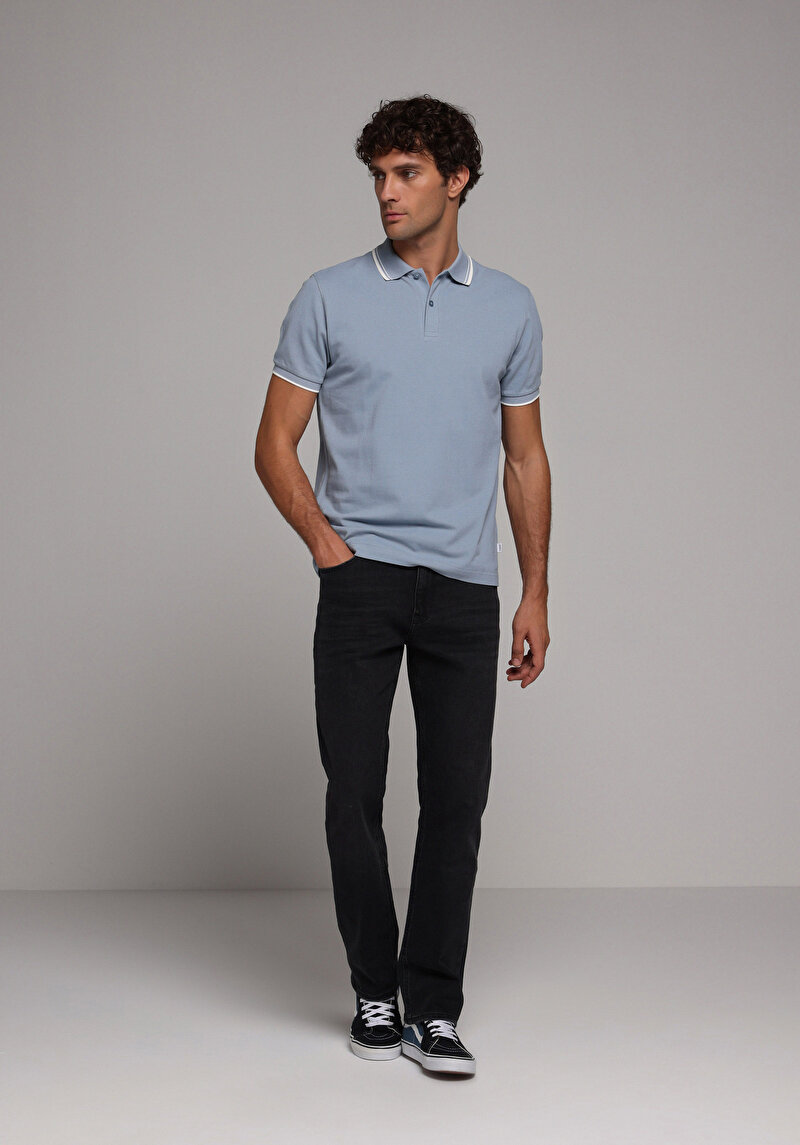 Imagine a Tricou Polo Cu Maneca Scurta De Barbati Albastru Regular Fit Cl1080027