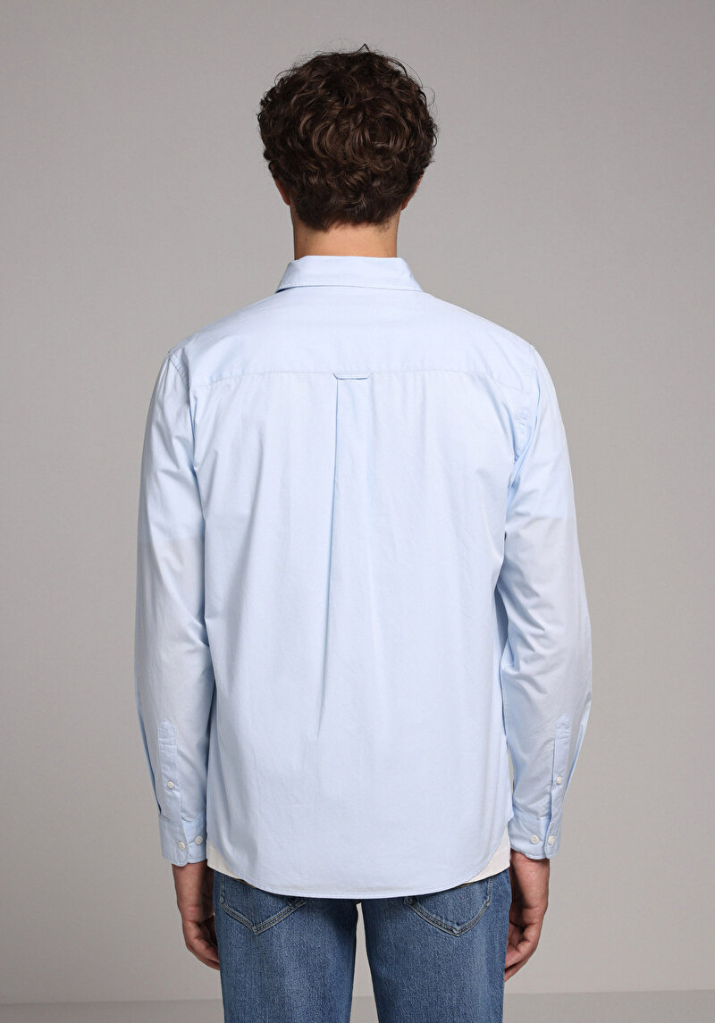 Imagine a Camasa Cu Maneca Lunga De Barbati Albastru Regular Fit Cl1080056