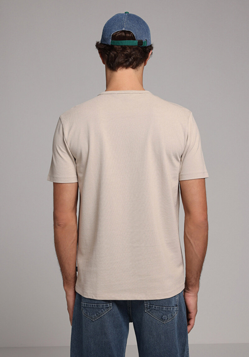 Imagine a Tricou Cu Maneca Scurta De Barbati Bej Regular Fit Cl1080060