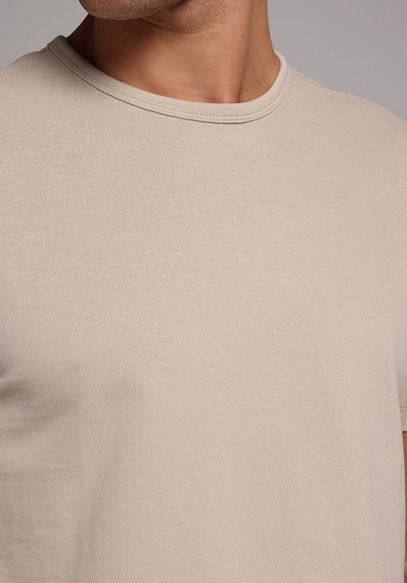 Imagine a Tricou Cu Maneca Scurta De Barbati Bej Regular Fit Cl1080060