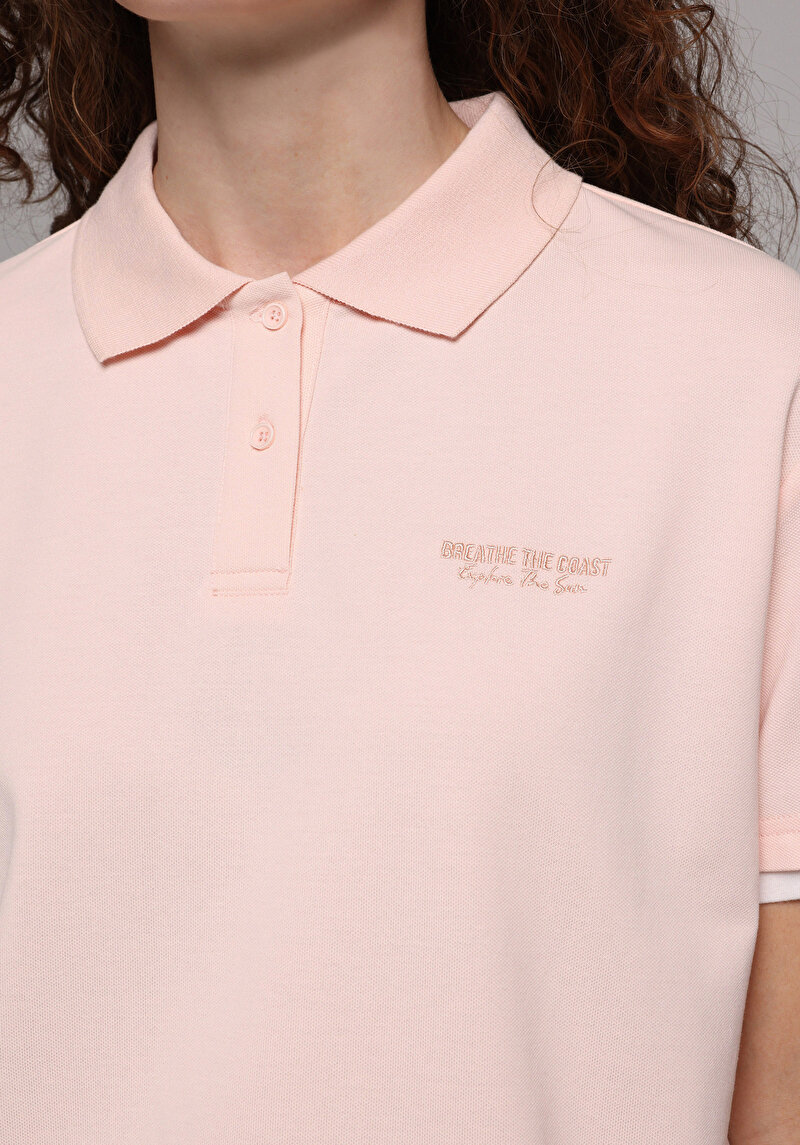 Imagine a Tricou Polo Cu Maneca Scurta De Dama Roz Regular Fit  Cl1079303