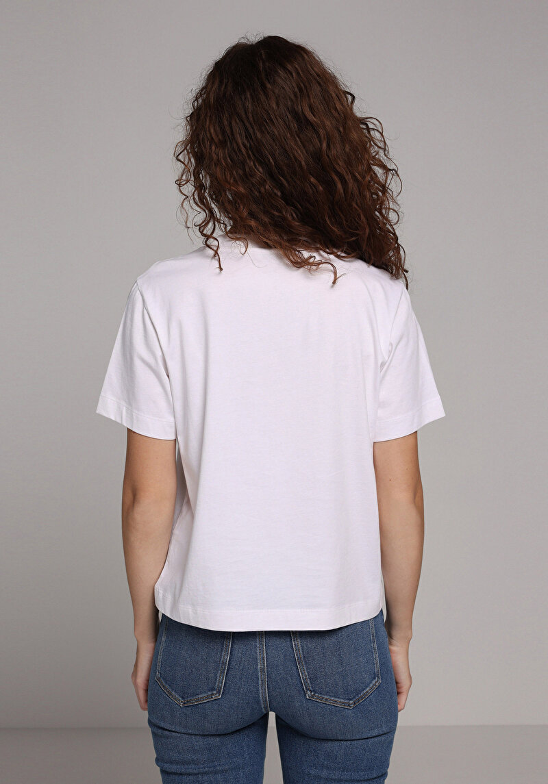 Imagine a Tricou Cu Maneca Scurta De Dama Alb Boxy Fit Cl1078907